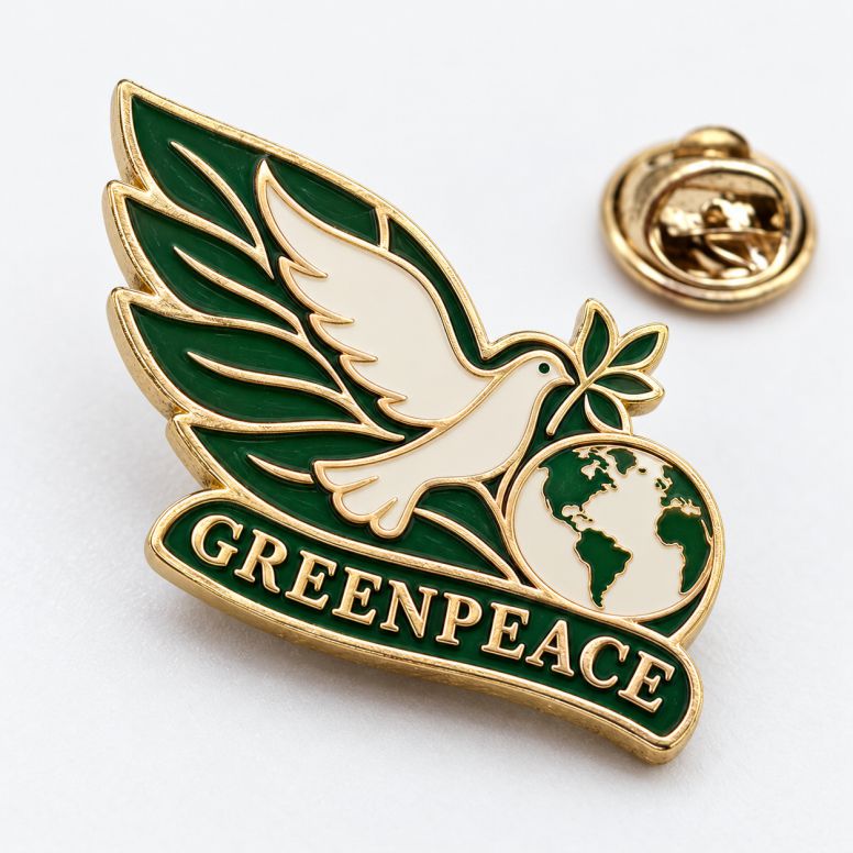 Значок с логотипом Greenpeace на заказ металлический