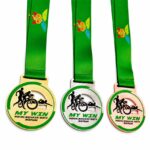 Заказать спортивные медали для соревнований — комплект MY WIN с изображением спортсмена