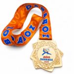 Заказать спортивные медали для соревнований по дзюдо — медаль Judo Daraboz 2023 на оранжевой ленте