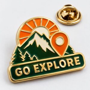 Железный значок Go Explore на заказ с цветной эмалью
