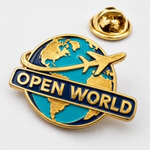 Железный значок Open World на заказ с эмалью